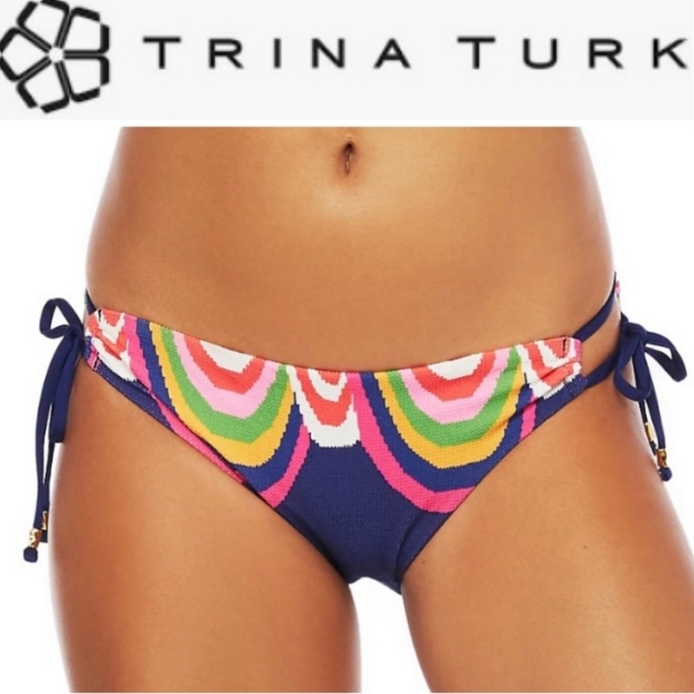 NWOT Trina Turk Rainbow Swirl Tie Bikini Bottoms